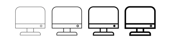 Ikona Ploché Čáry Monitoru Počítače Cartoon Desktop Frame Izolovaná Vektorová — Stockový vektor