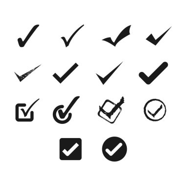 Beyaz arkaplanda işaretleme simgelerini kontrol et