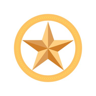 Beyaz arkaplanda izole edilmiş sarı yıldız düz simgesi