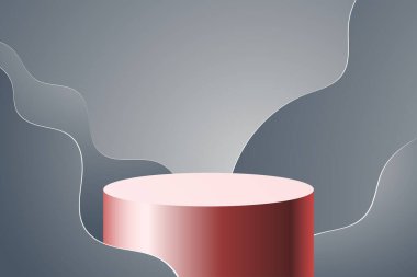 Arka plan vektörü 3d mavi mermer podyum ve minimal mavi silindir sahne, kavis arkaplan 3d soyut geometrik şekil mavi pastel. 3D modern arkaplan ödülleri için 3B sahne.