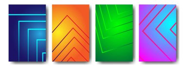 set of abstract 3d illustrations with lines. geometrical linear background patterns