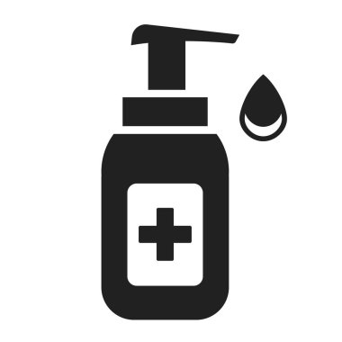 Beyaz arkaplanda el dezenfektanı simgesi izole edildi.