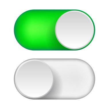 Açık ve kapalı iki durumlu düğmeleri geçin. Malzeme tasarımına anahtar kümesi düğmeleri. Vektör çizim