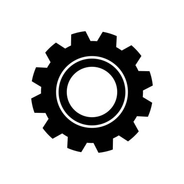 Çark vektör logosu tasarımı, vites konsepti, beyaz arkaplanda izole edilmiş amblem