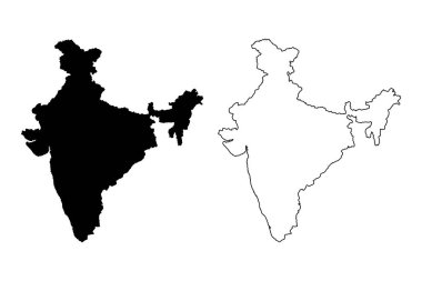 Siyah beyaz Hindistan haritaları