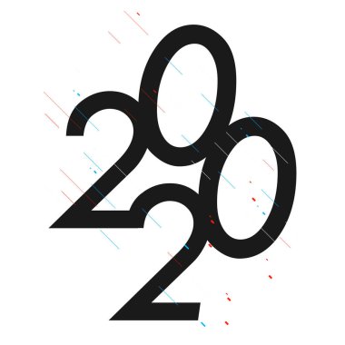 Mutlu yıllar 2020 metin tasarımı, vektör illüstrasyonu