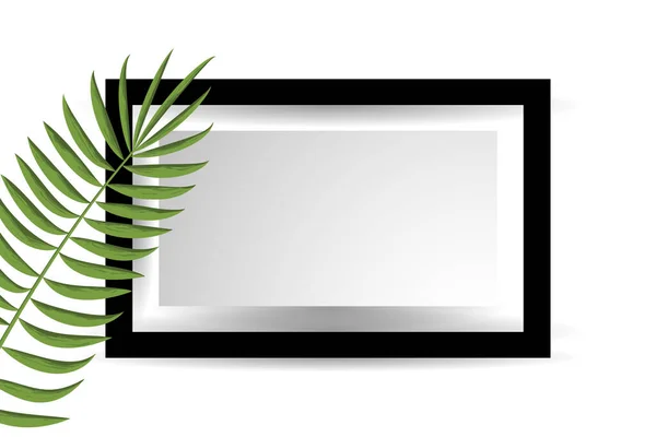 Dessin Feuilles Tropicales Illustration Vectorielle Cadre — Image vectorielle