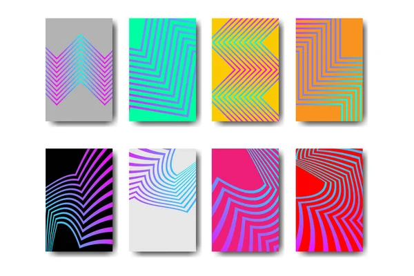 Set Abstract Illustrations Lines Geometrical Linear Background Patterns — Vetor de Stock