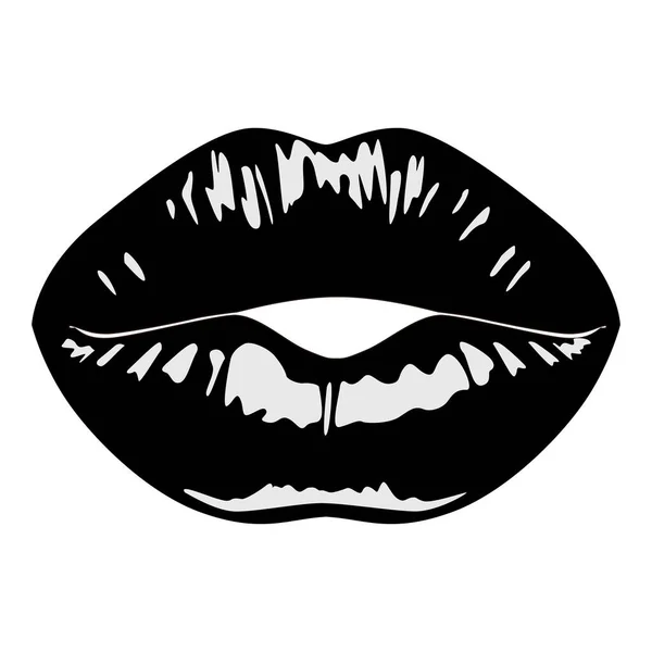 Zwarte Lippen Geïsoleerd Wit — Stockvector