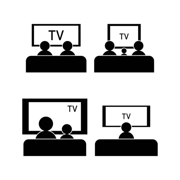 Watching Icon Flat Style Vector Set Isolated White Background — Stock Vector