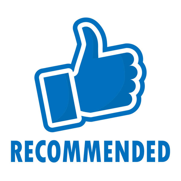 blue and white vector illustration of thumb up sign