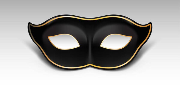 gold and black carnival mask. masquerade theatrical vector icon