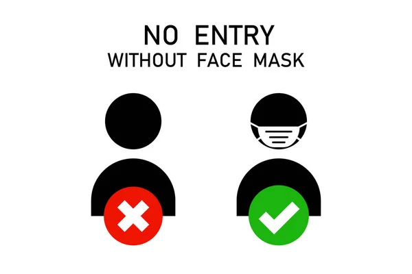 Geen Toegang Zonder Gezichtsmasker Draag Een Maskericoon Vector Illustratie — Stockvector