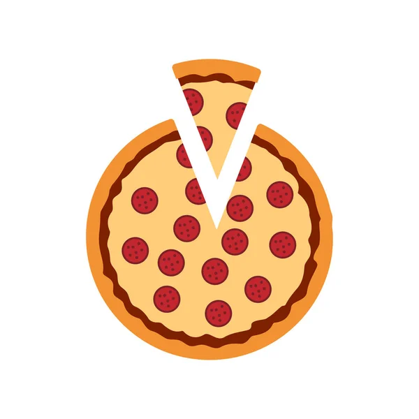 Leckere Pizza Vektor Illustration Auf Weiß — Stockvektor