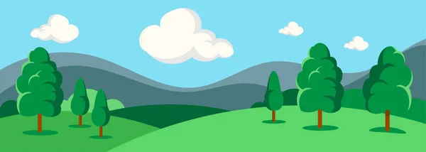 Natur Landschaft Mit Grünen Bäumen Vektor Hintergrunddesign — Stockvektor