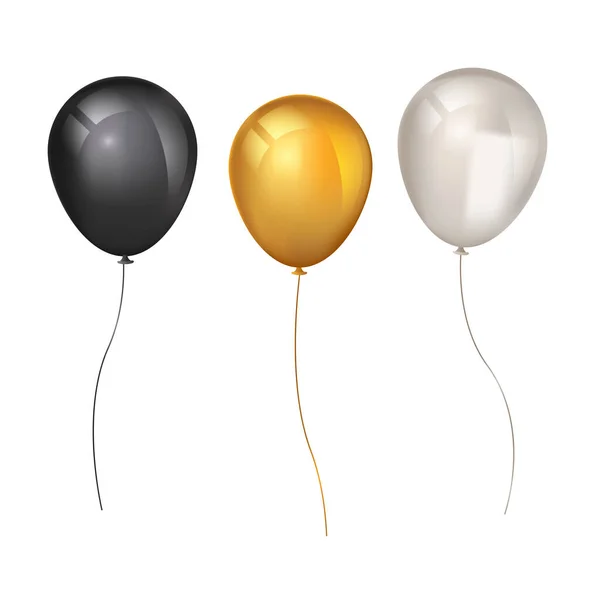 Illustration Vectorielle Ballons Noirs Dorés Blancs — Image vectorielle