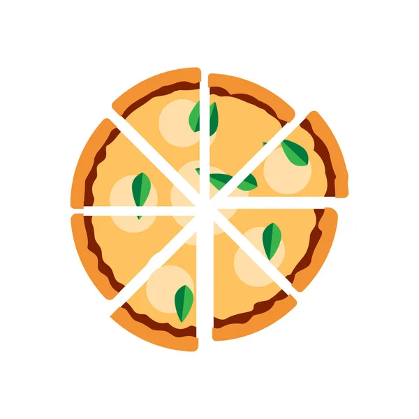 Heerlijke Pizza Vector Illustratie Wit — Stockvector