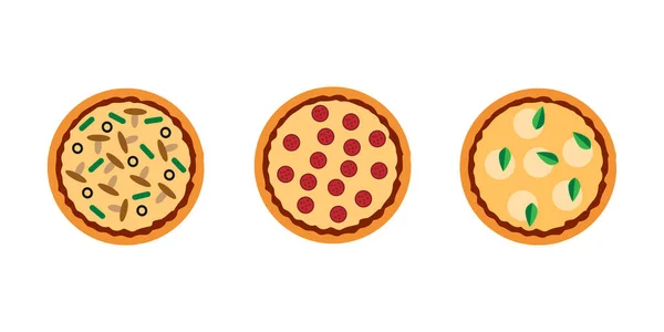 Leckere Pizza Set Vektor Illustration Auf Weiß — Stockvektor