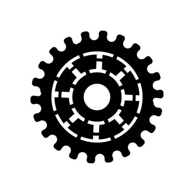 Çark vektör logosu tasarımı, vites konsepti, beyaz arkaplanda izole edilmiş amblem