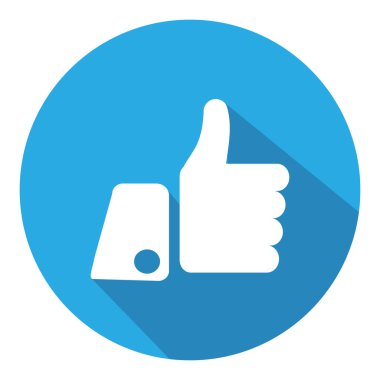 Mavi arkaplanda beyaz başparmak üstüste simgesi