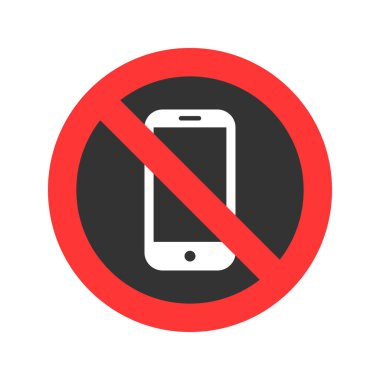 Telefon işareti simgesi yok. Yasaklama sembolü vektör illüstrasyonu