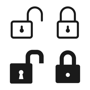 asma kilit vektör simgesi ayarlandı