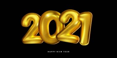 Mutlu yıllar 2021 vektör şablonu, modern basit tasarım