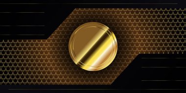 Altın mekanik arka planı olan soyut siyah