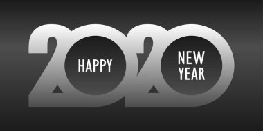 Mutlu yıllar 2020 vektör şablonu, modern basit tasarım