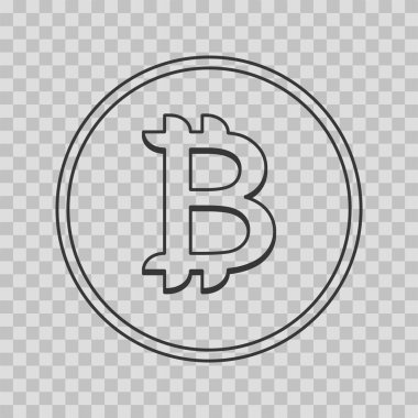 Şeffaf arkaplanda bitcoin sembolü simgesi. vektör illüstrasyonu.