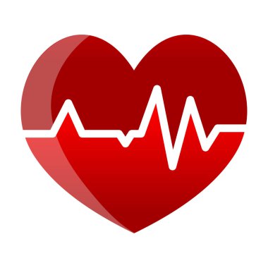 Kalp atışı simgesi olan kırmızı kalp, vektör karikatür çizimi