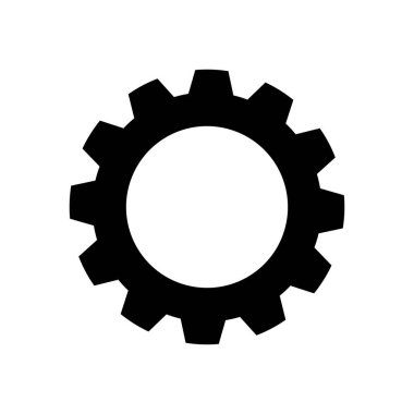 Çark vektör logosu tasarımı, vites konsepti, beyaz arkaplanda izole edilmiş amblem