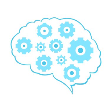 Beyaz arkaplanda insan zihnindeki ikonlar