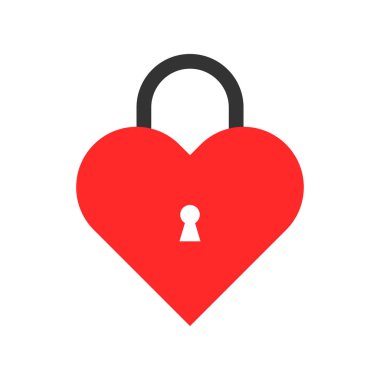 kalp şekli kilit vektör illüstrasyonu, Sevgililer Günü dekorasyonu