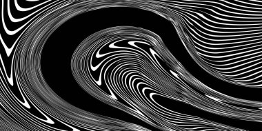 Kavisli çizgileri olan soyut bir arkaplan. Dalgalı geometrik tasarım. 3d illüstrasyon