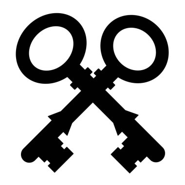 Beyaz arkaplanda izole edilmiş iki siyah vintage anahtar vektör çizimi.