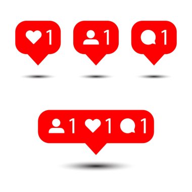 Sosyal ağ simgeleri paketi. Yorum yap, takip et. Vektör