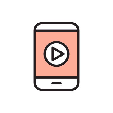 akıllı telefon, cep telefonu ve ok simgesi vektörlü video yayını oynatıcı