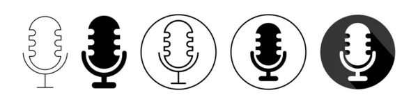 Ikony Mikrofonu Izolowane Białym Tle Ustaw Ikony Ilustracja Wektora — Wektor stockowy