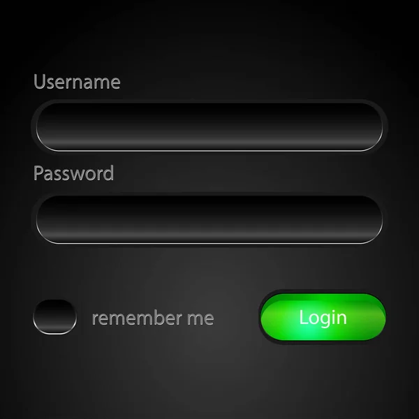 Dark Login Template Vector Illustration — Stockový vektor