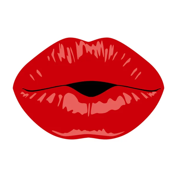 Vector Illustration Beautiful Female Lips White Background — Vetor de Stock