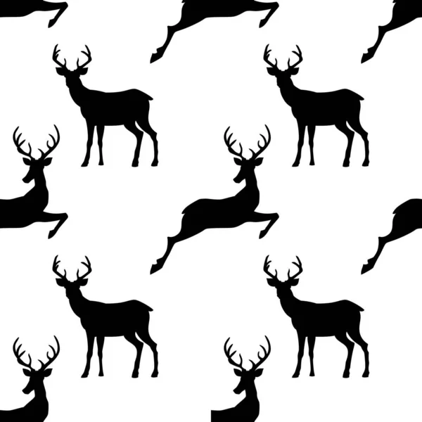 Seamless Pattern Deer Silhouettes Vector Illustration — Stock Vector