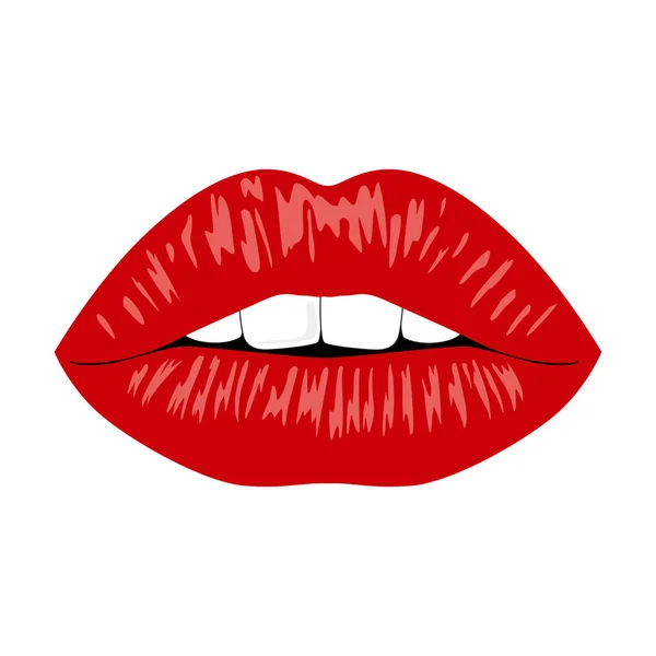 Vector Illustration Beautiful Female Lips Teeth White Background — Image vectorielle