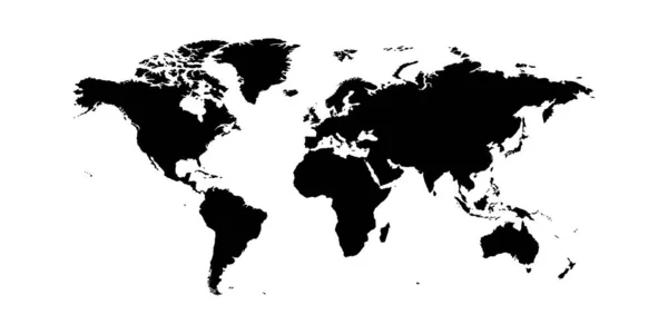 Wereldkaart Met Continenten Weergave — Stockvector