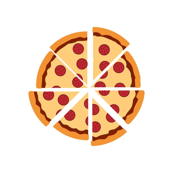 Leckere Pizza Vektor Illustration Auf Weiß — Stockvektor