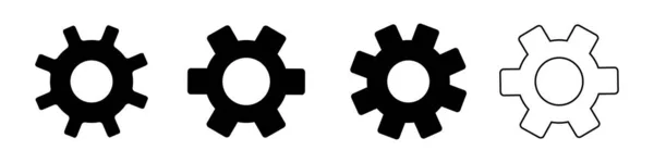 Černá Ozubená Kola Ikony Izolované Bílém Pozadí — Stockový vektor