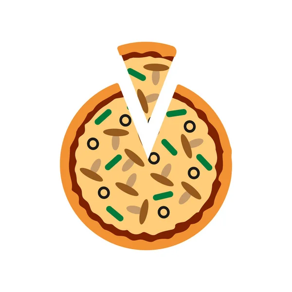 Deliciosa Pizza Vector Ilustración Blanco — Vector de stock