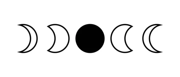 Phases Lune Icônes Plates Illustration Isolée Sur Fond Blanc — Image vectorielle