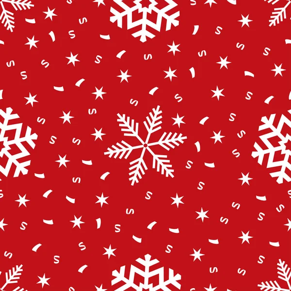 Seamless Pattern Christmas Tiny Big Snowflakes — Stock Vector