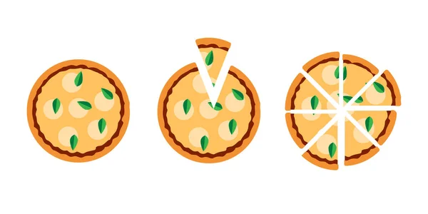 Délicieux Jeu Pizza Illustration Vectorielle Sur Blanc — Image vectorielle